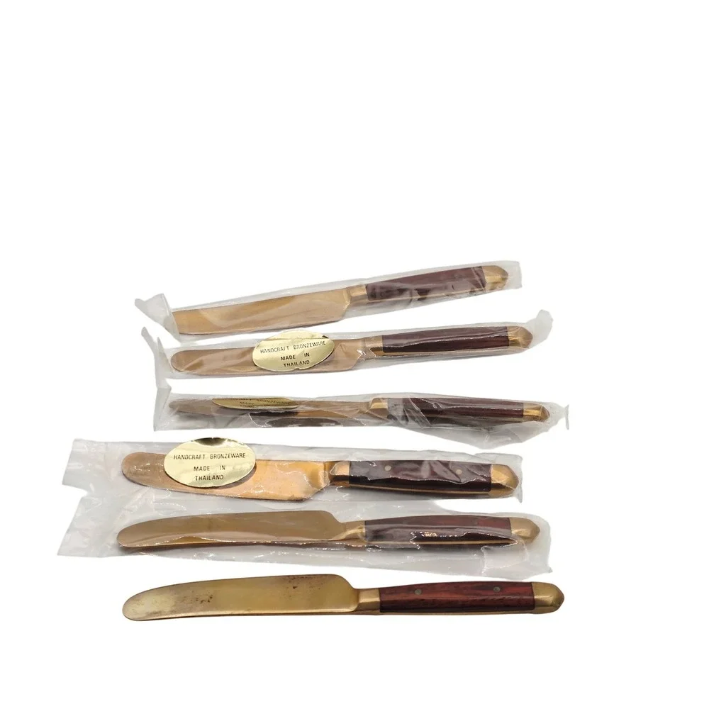 Vintage Thai Bronzeware Mini Knives / Butter Spreader‎ with Box MCM Collectible